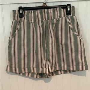 Striped Green and Cream Women's Shorts